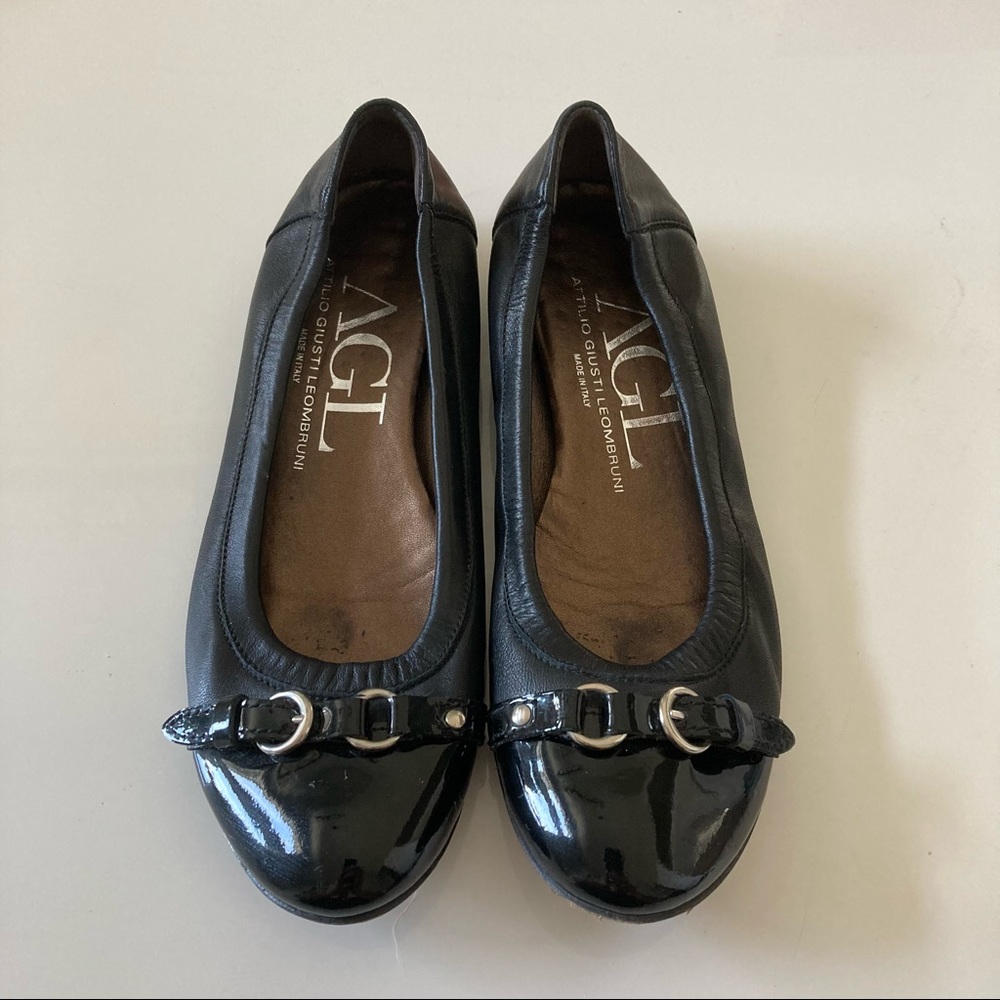 AGL Black Leather Flats